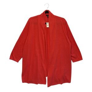Talbots Open Cardigan Sweater NWT Women's Sz 3X Coral Pink Lagenlook Lightweight
